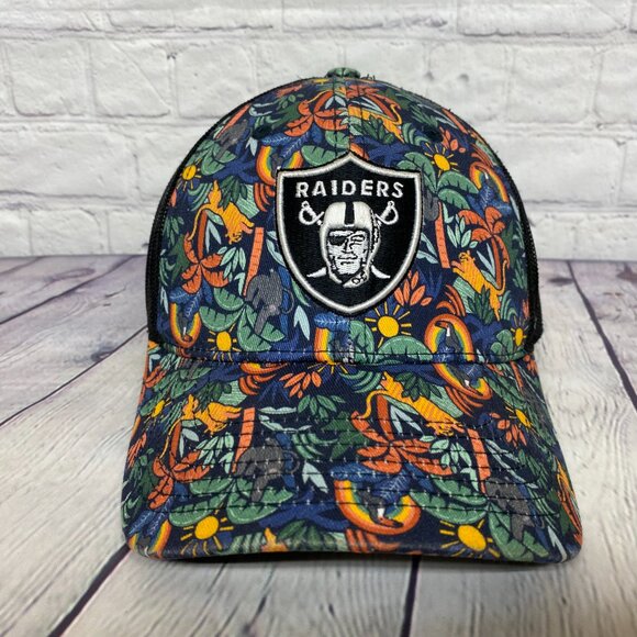 NFL Raiders Football Floral Trucker Hat Mesh Youth Size 47 Brand Embroidered - Picture 5 of 10